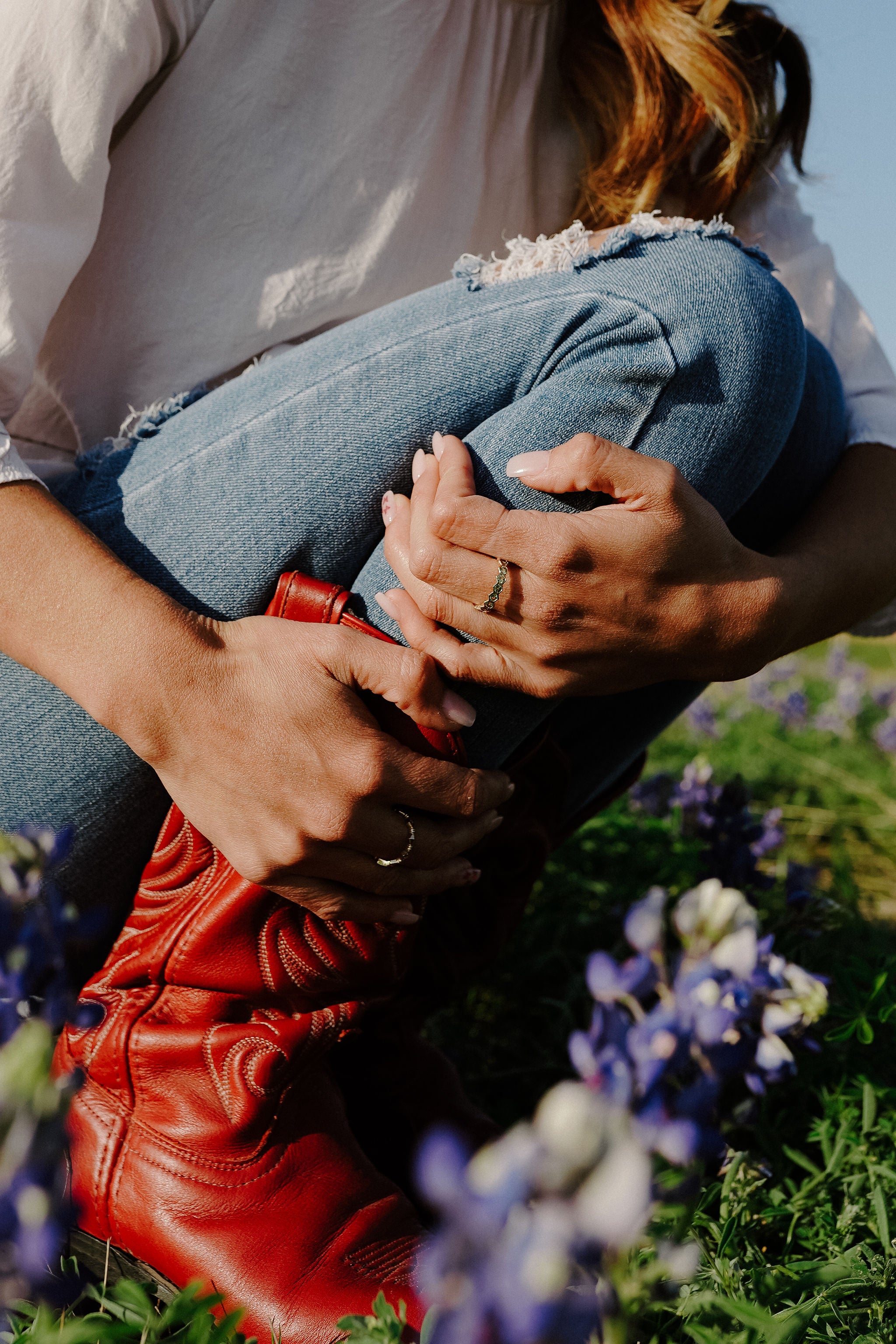 Girl with boots and jewelry with bluebonnets