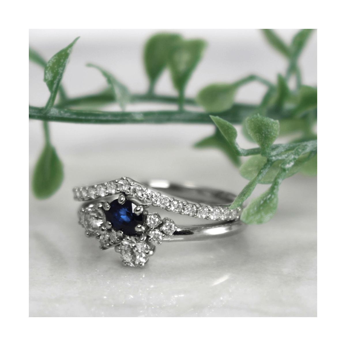 custom wedding set with greenery