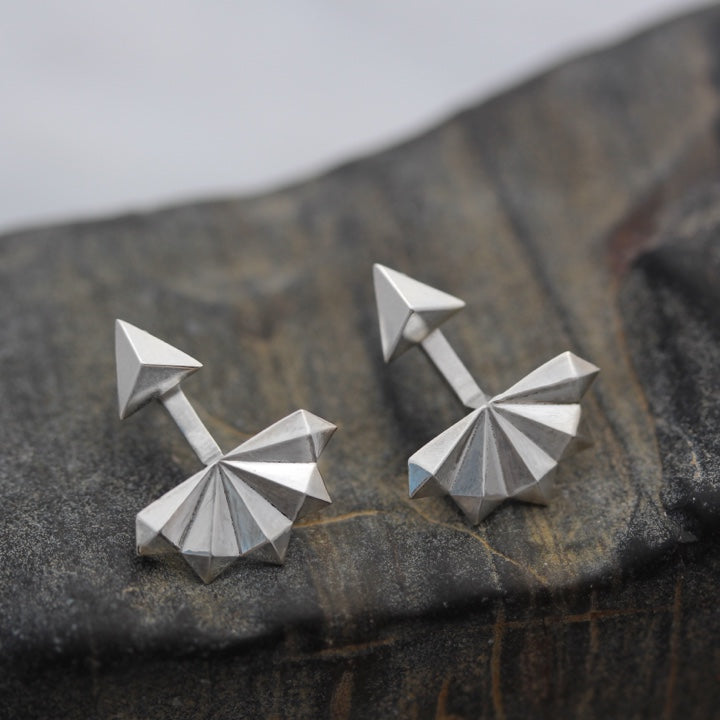 lovo jewelry fan earring jackets on petrified wood