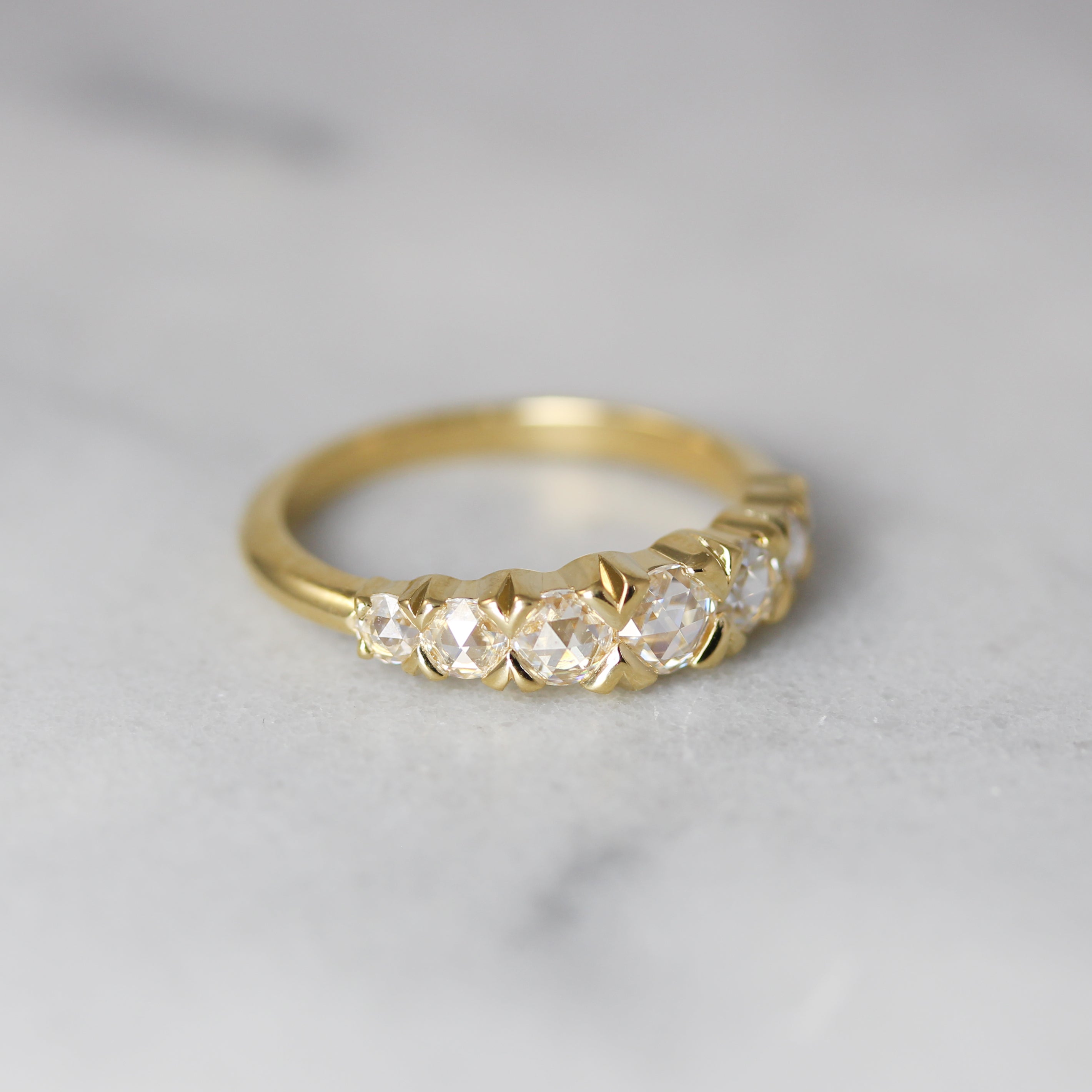 rose cut moissanite french cut band angled