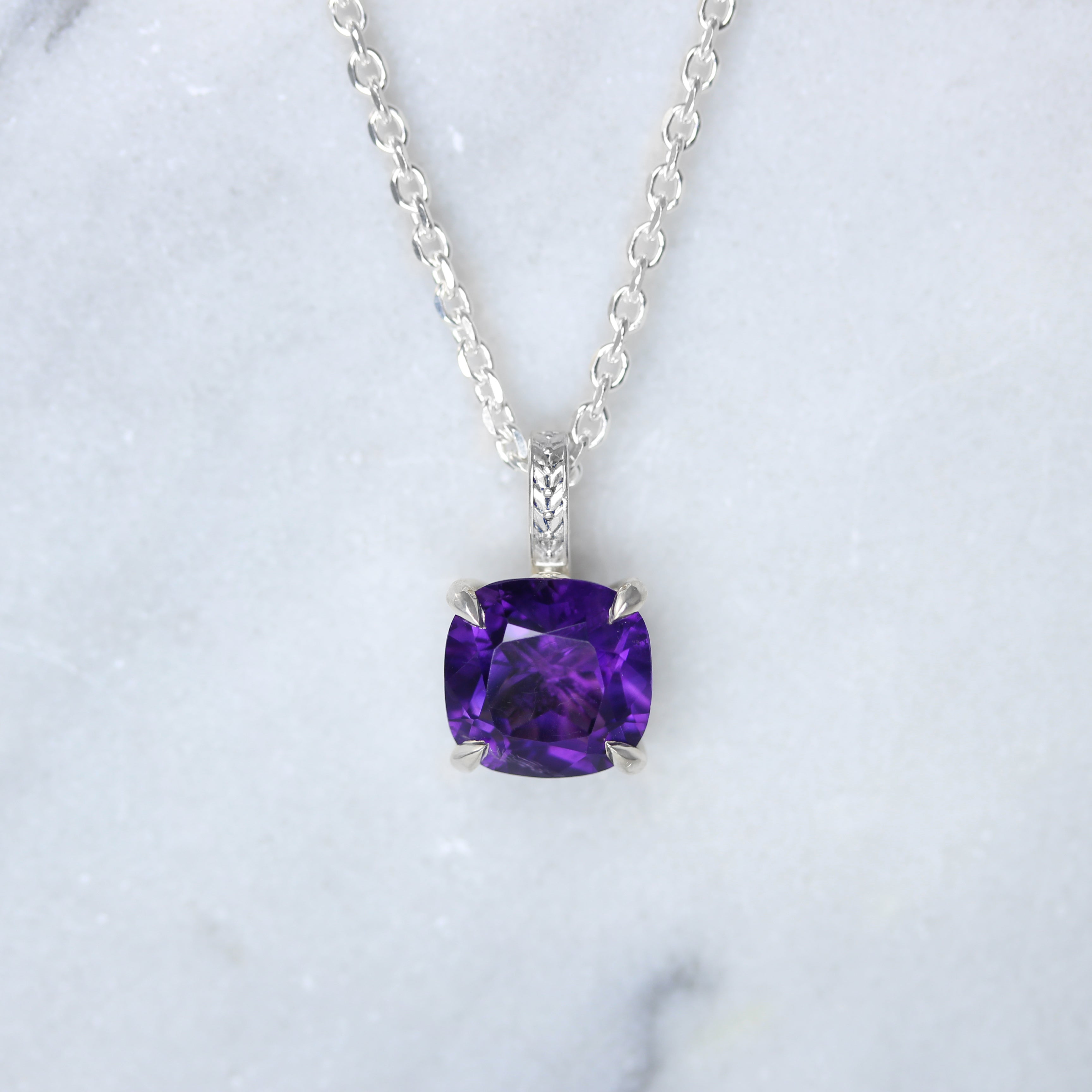 925 Sterling Silver Amethyst Pendant, Cushion Cut, Wholesale Pricing 2024