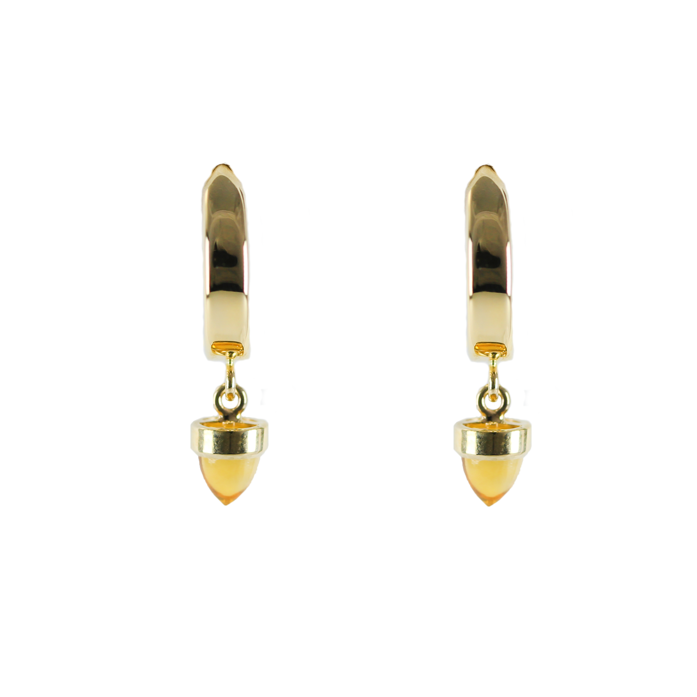 citrine bullet earrings front view on white background