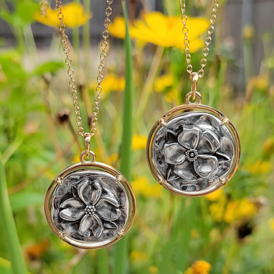 custom flower coin pendants