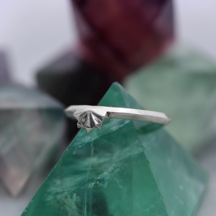 lovo jewelry fan ring on fluorite crystal