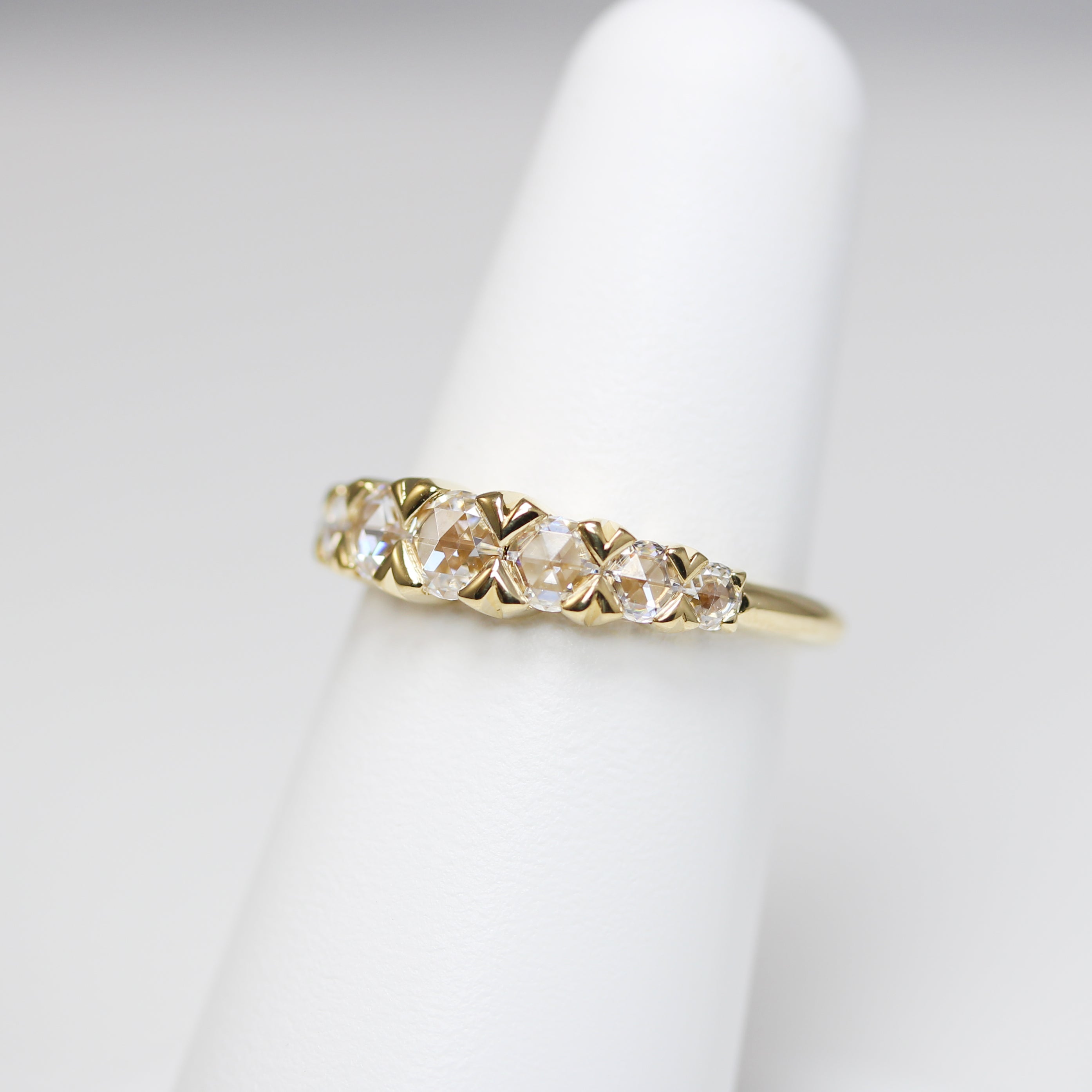 rose cut moissanite band side view