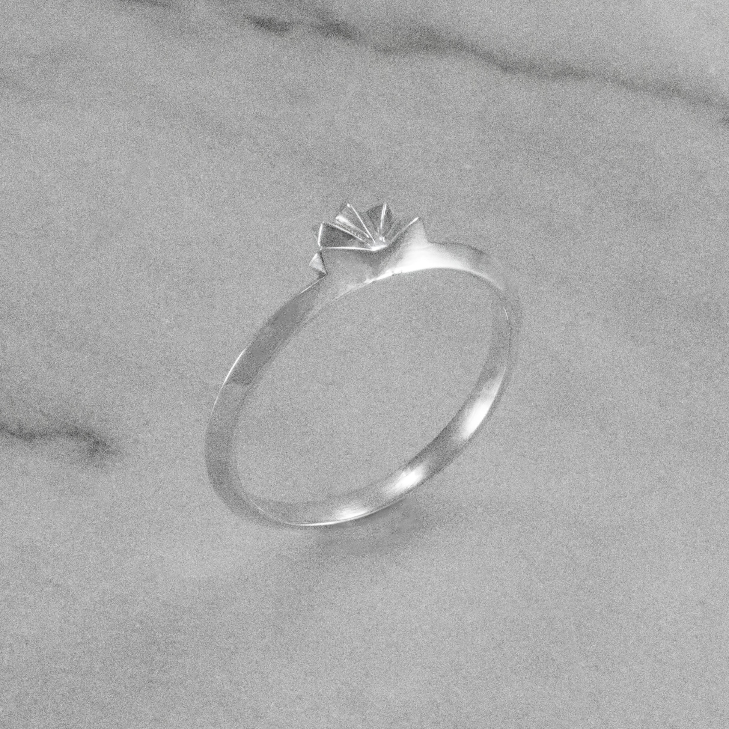 Dainty Stackable Pyramid Fan Ring angled view