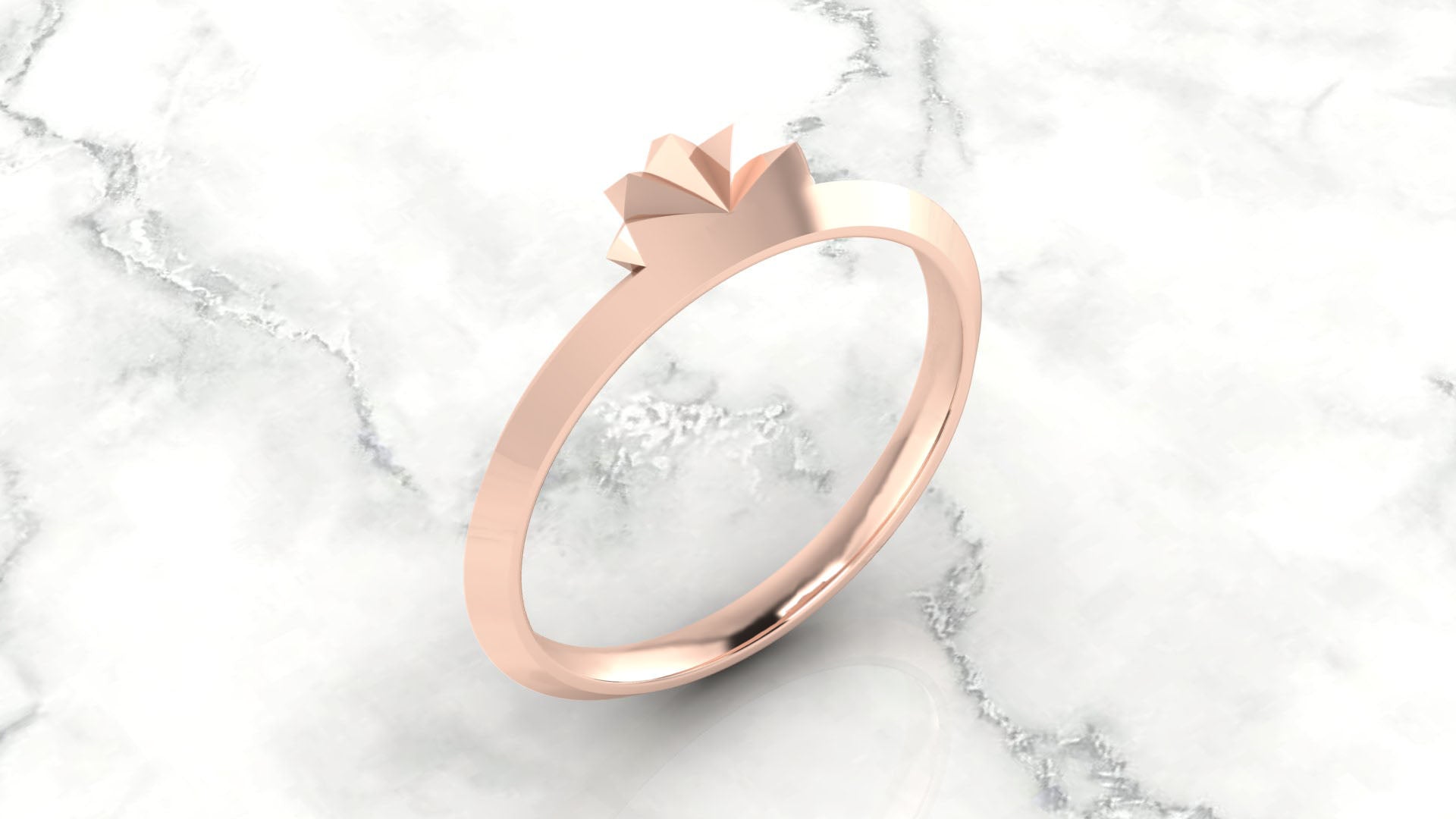 Dainty Stackable Pyramid Fan Ring rose gold rendering