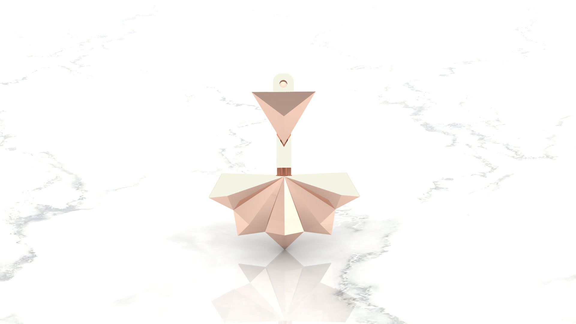 Pyramid Fan Earring Jackets with Triangle Studs rose gold rendering