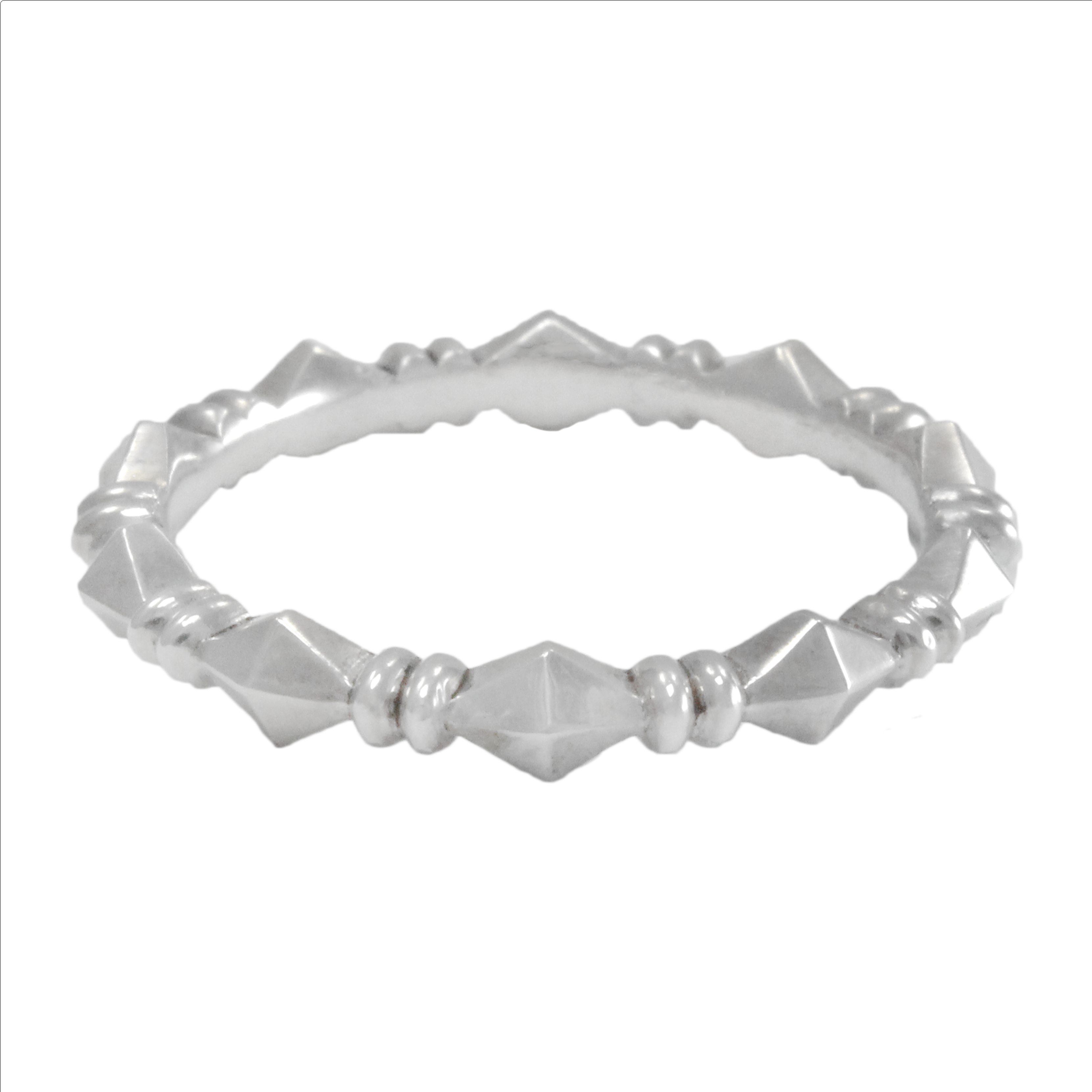 Stackable Pyramid Eternity Band on white background