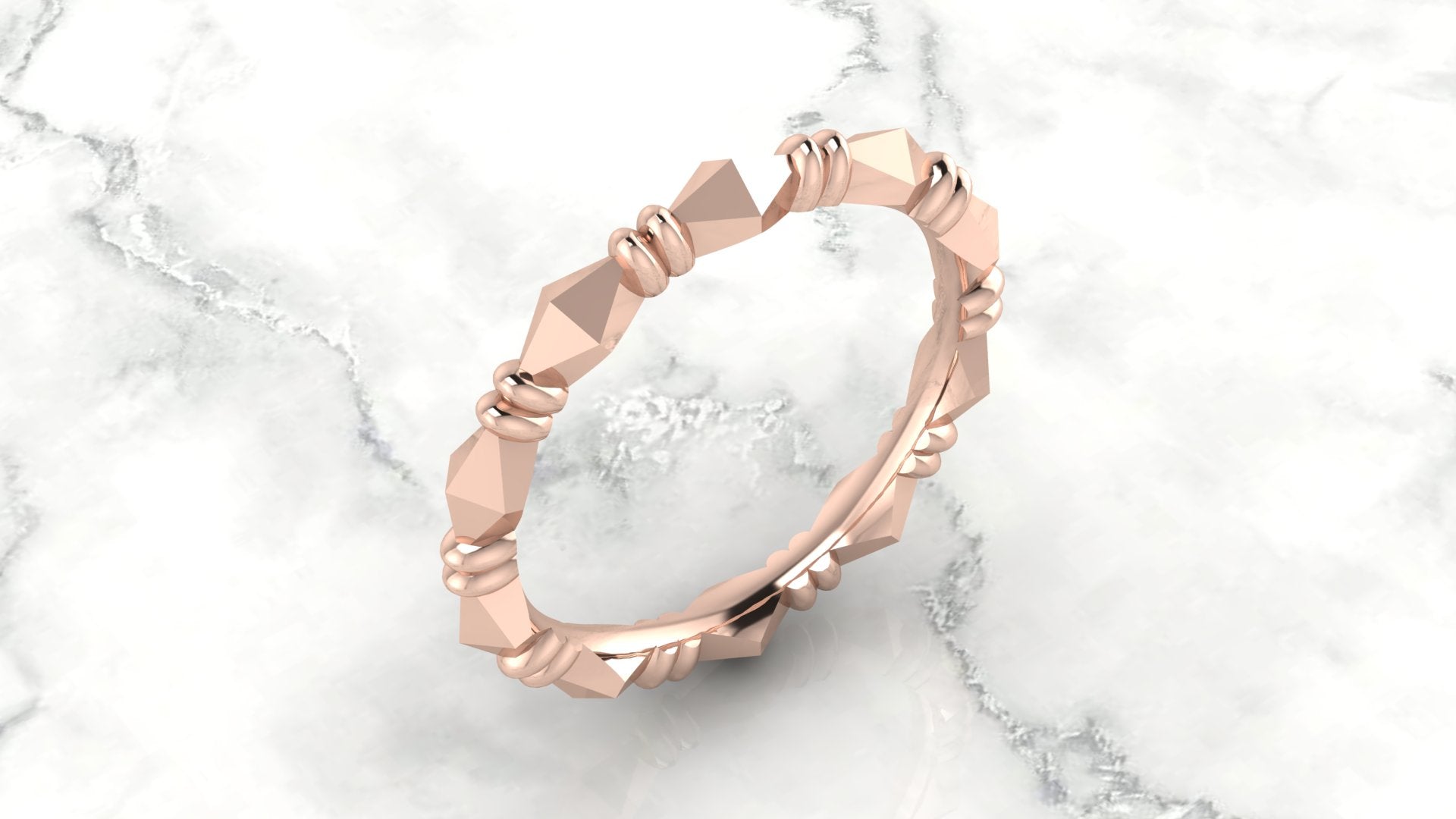 Stackable Pyramid Eternity Band rose gold rendering