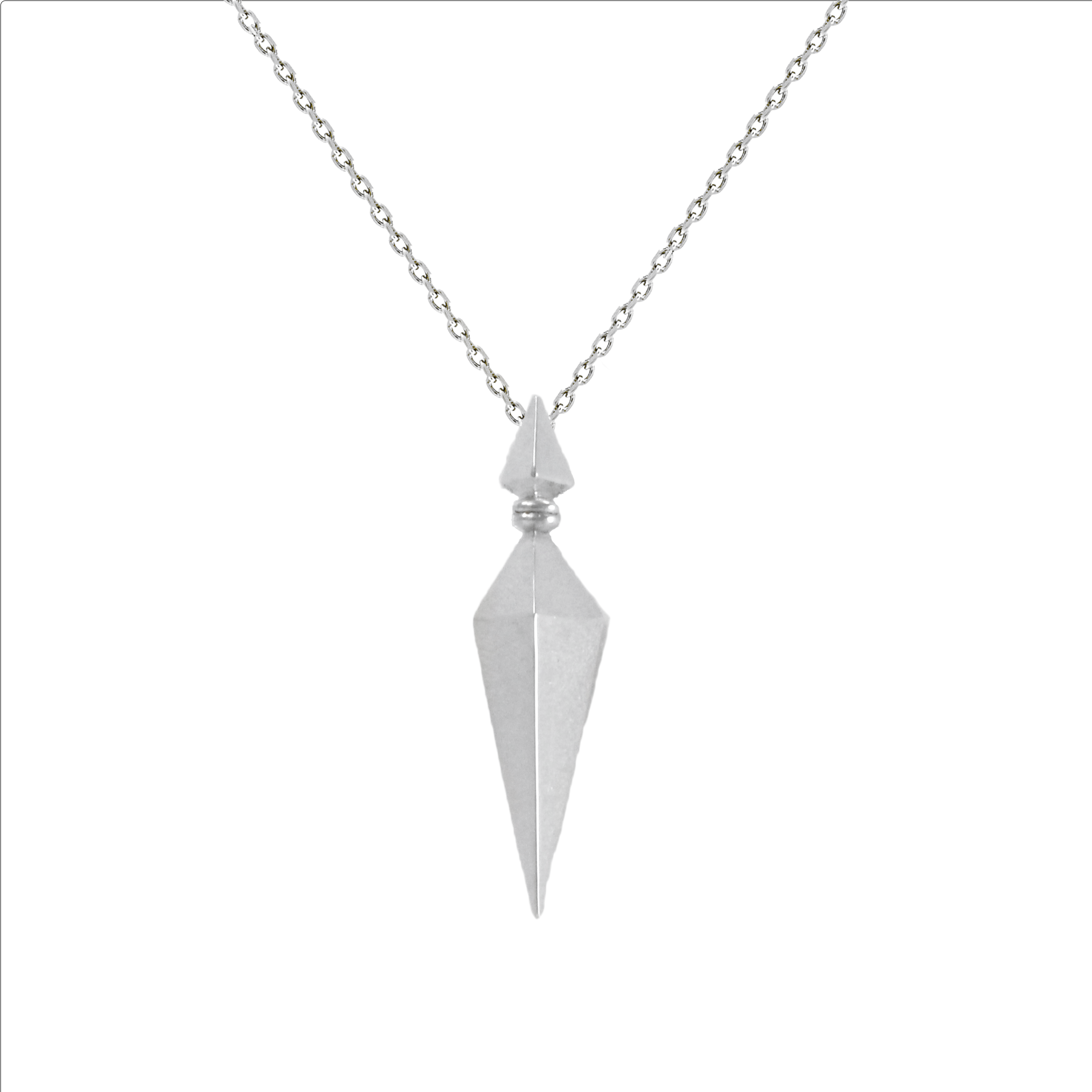 Silver Pyramid Spike Pendant on Silver Chain