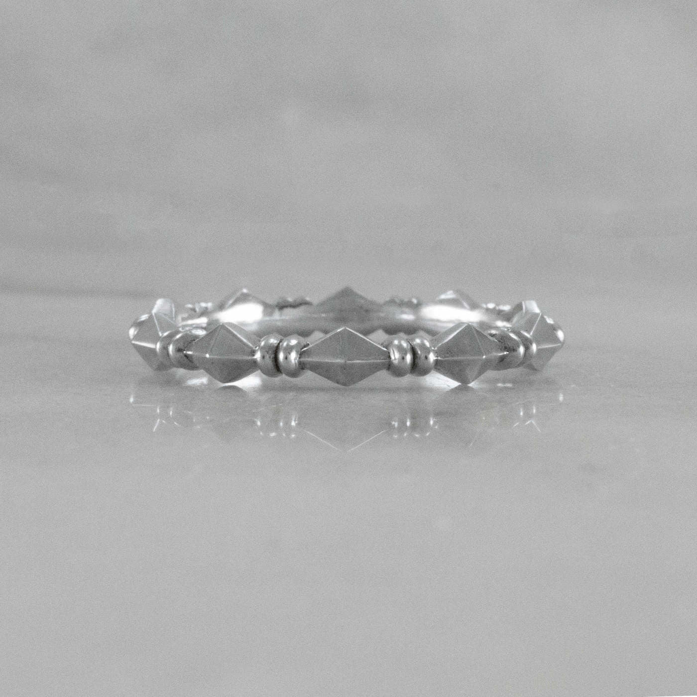 Stackable Pyramid Eternity Band straight on view