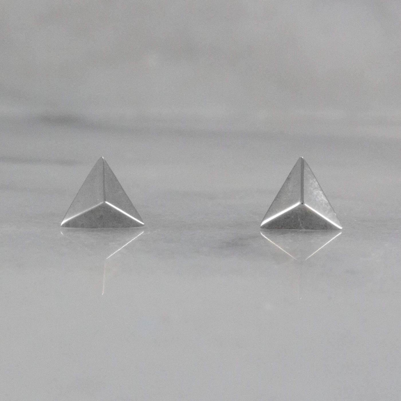 Triangle Pyramid Stud Earrings Sterling Silver