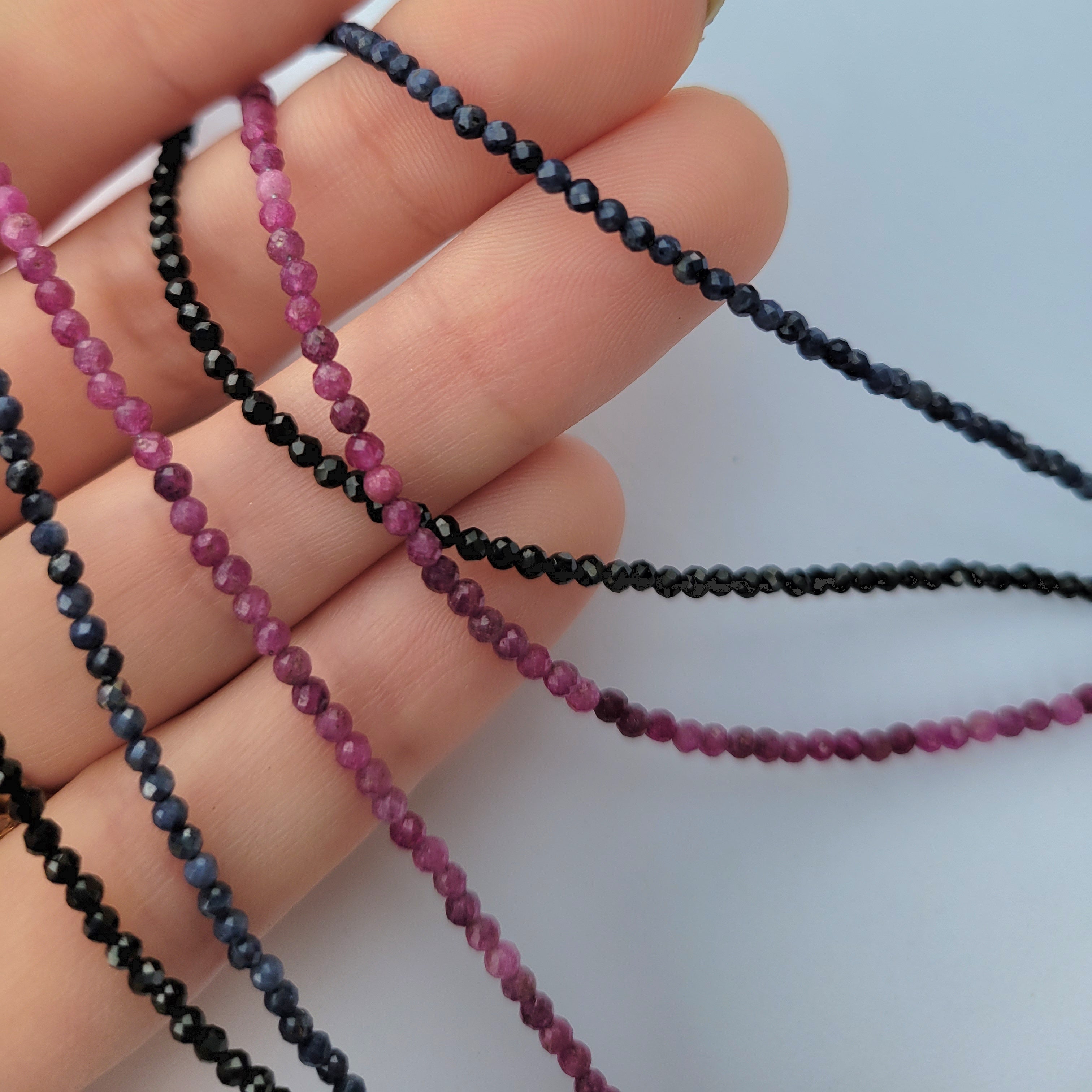 faceted gemstone beaded necklaces with fingers