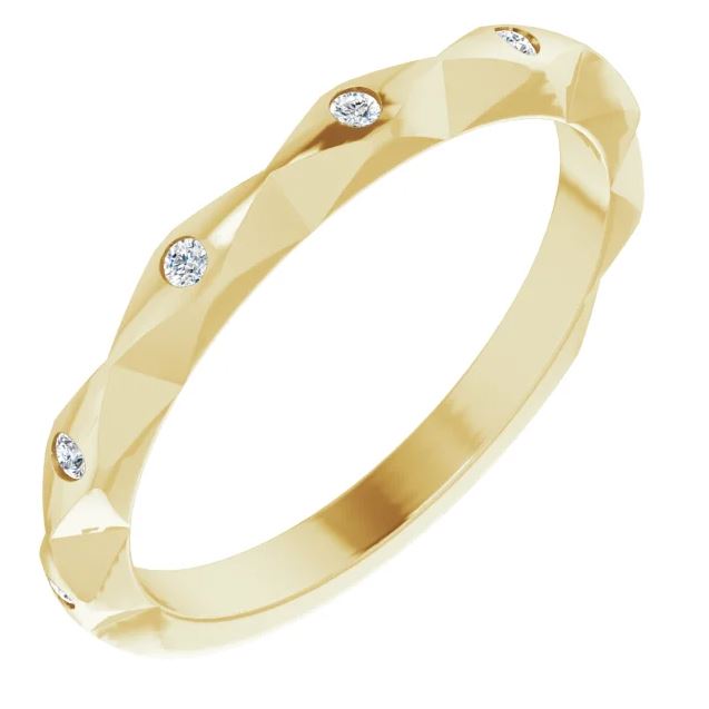 diamond faceted gold band