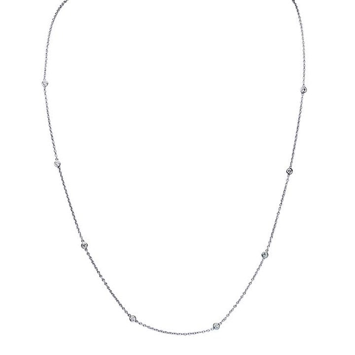 diamond station necklace in silver