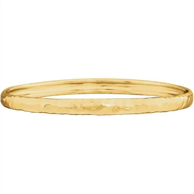 hammered dome bangle yellow gold