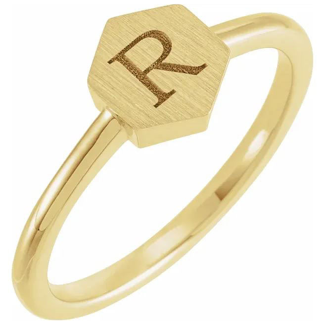 personalized hexagon ring