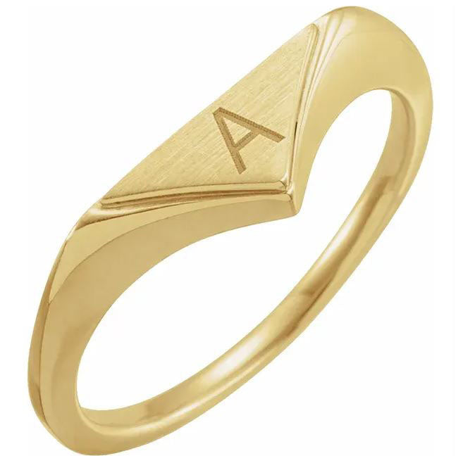 personalized triangle signet ring