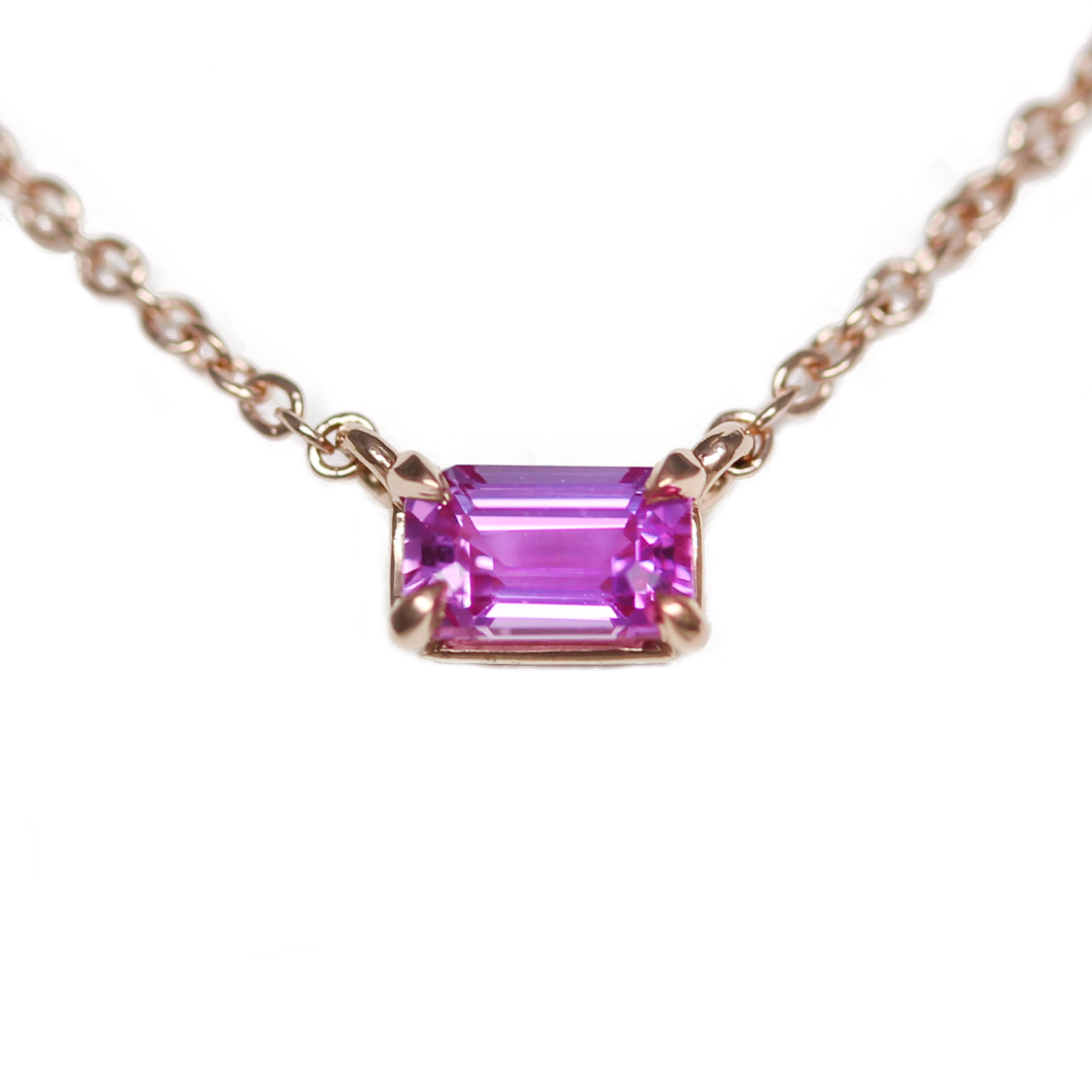 pink sapphire rose gold necklace