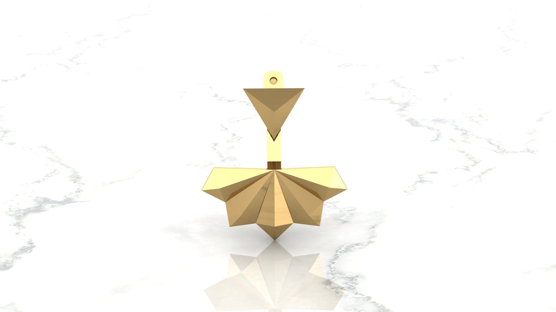 Pyramid Fan Earring Jackets with Triangle Studs yellow gold rendering