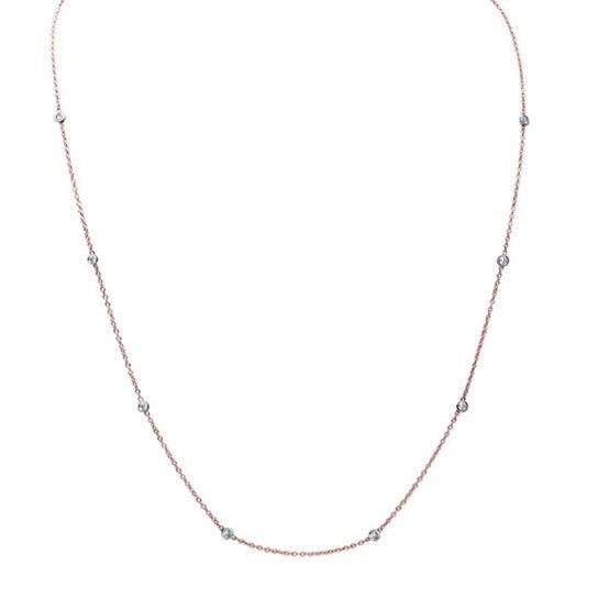 rose gold with white gold diamond stations necklace