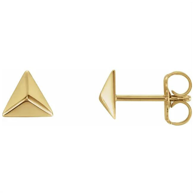 Triangle Pyramid Stud Earrings on white background