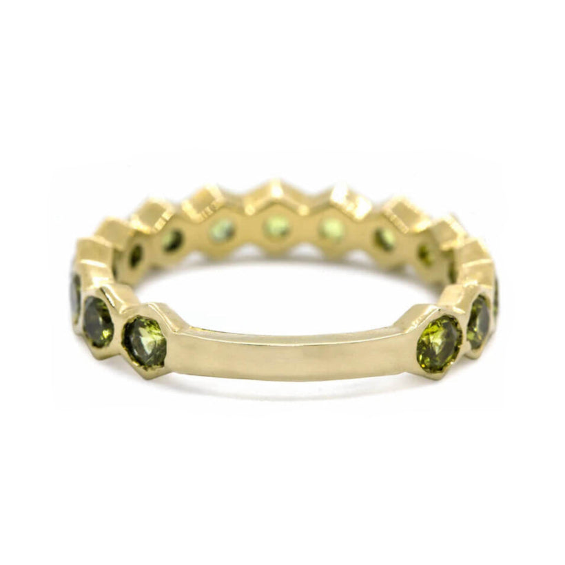Yellow Sapphire Hexagon Band back on white background